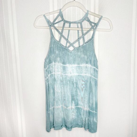 American Eagle Outfitters Tops - American Eagle Soft & Sexy Cage Neck Tie-Dye Tank Top Small Blue White Women's